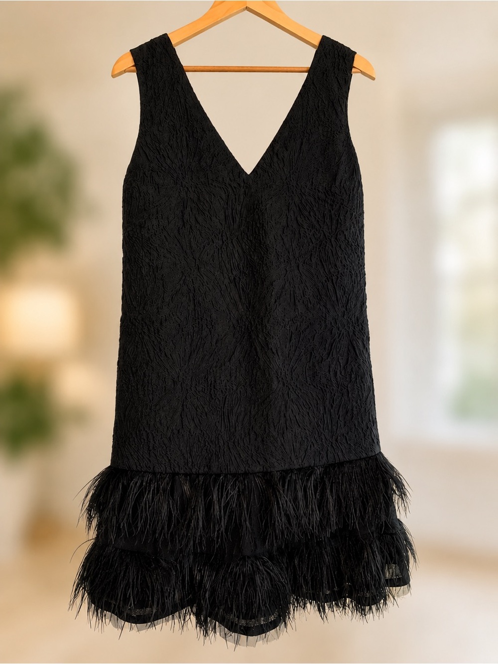 BCBGMAXAZRIA Feather Hem Mini Dress — Size 8